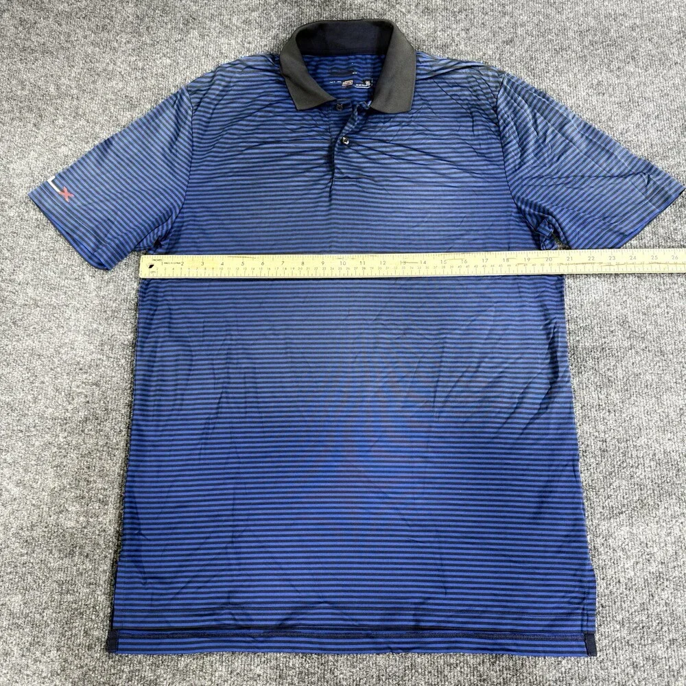 Puma Golf Mens Striped Polo Size L (Tag Illegible, See Measurements) Blue Black